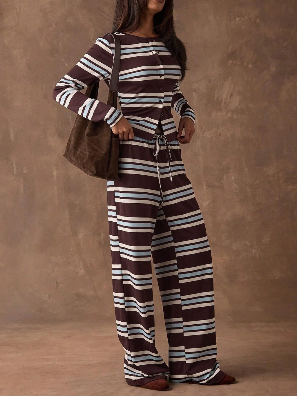 Women's Striped Knit Two-Piece Set