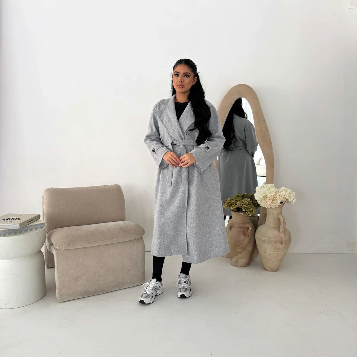 Womens Trench Belted Buttoned Coat