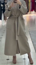 Women Lapel Solid Color Temperament Casual Windbreaker