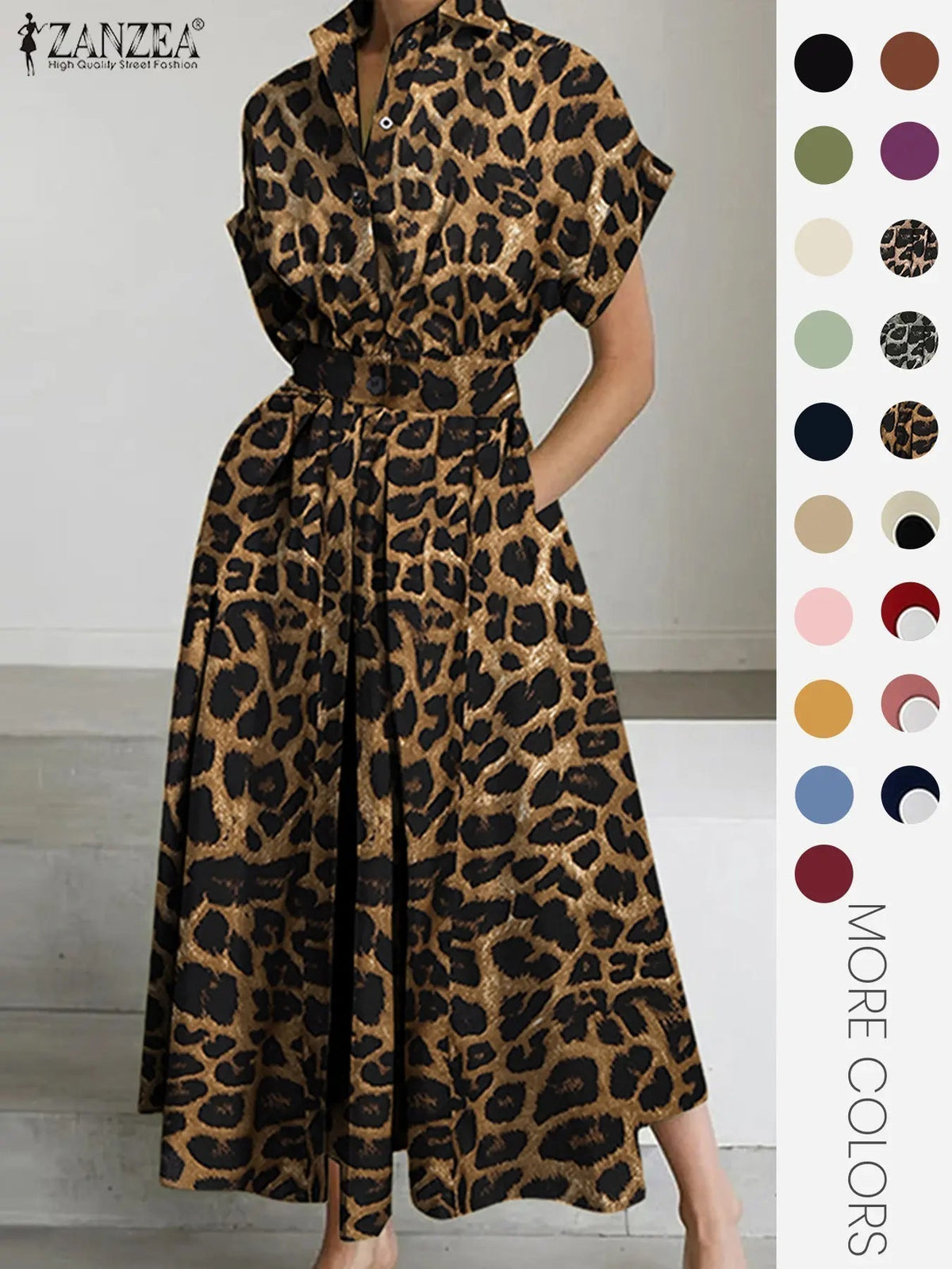 Women's Solid Color Collared Dress, Casual Short Sleeve  Dress for Summer, Ladies Clothes for Daily Wear