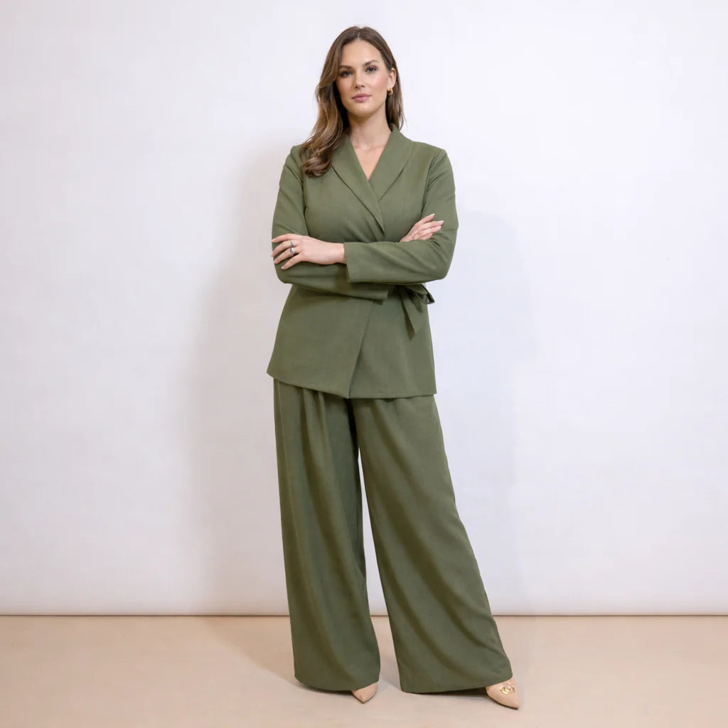 2026 Coordinato Blazer Annodato E Pantalone
