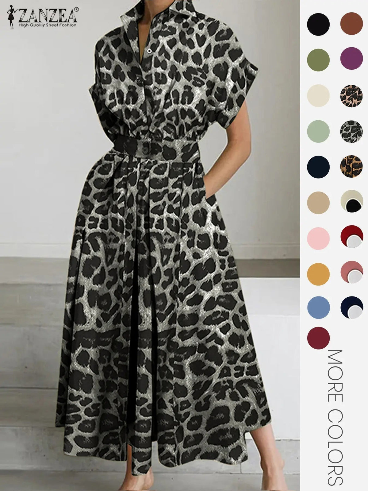 Women's Solid Color Collared Dress, Casual Short Sleeve  Dress for Summer, Ladies Clothes for Daily Wear