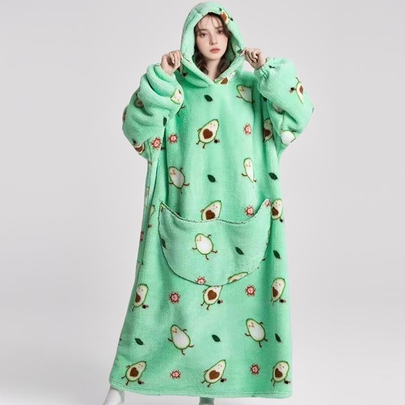 Oversized Blanket Hoodie, Cozy Fleece Hoodie, Long Hoodie Blanket Sweatshirt as Gifts, Long Wearable Blanket with Sleeves & Giant Pockets, Machine Washable Adult One-Piece Sleepwear