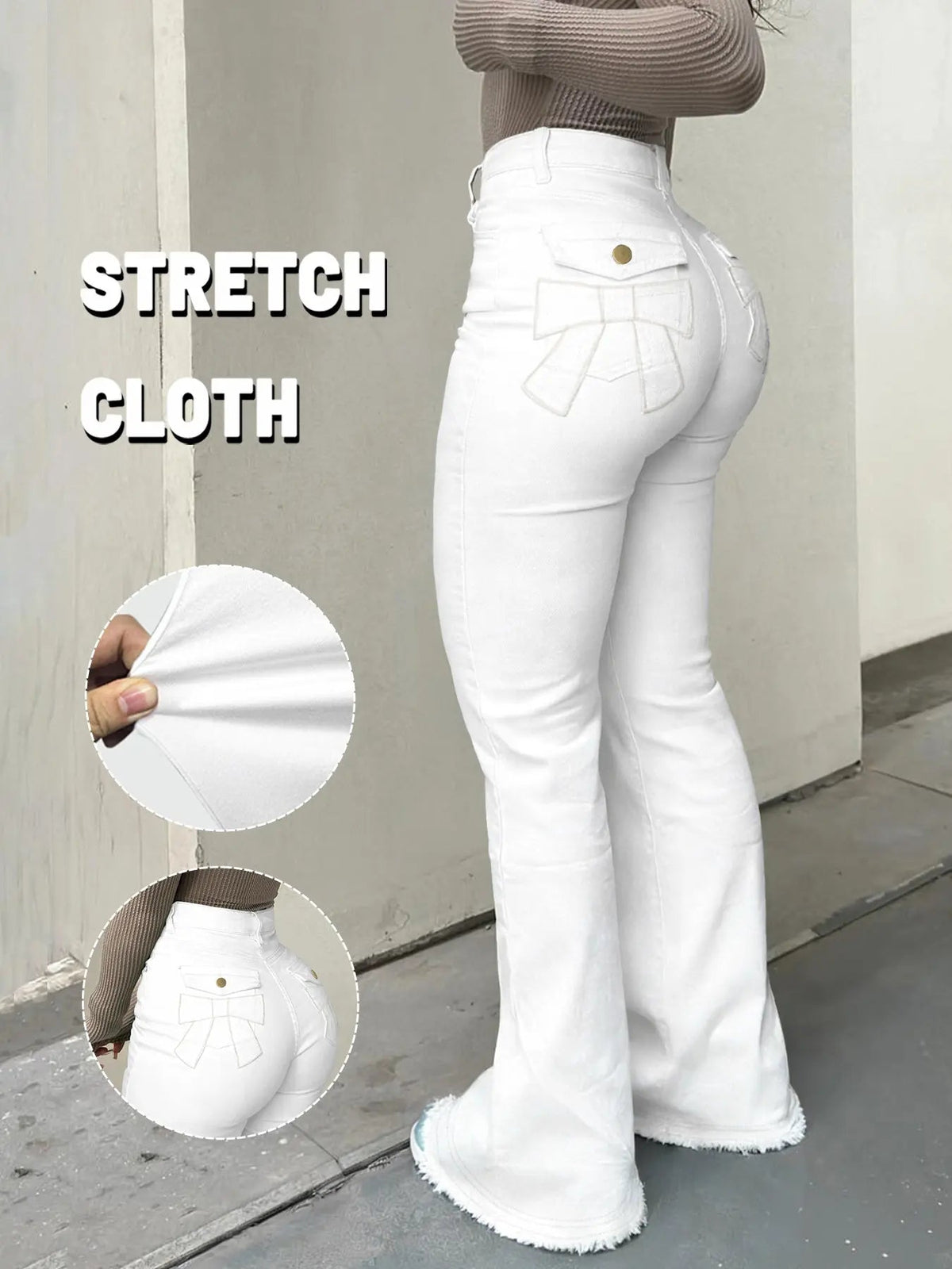 Y2K Women's High Waist Flare Leg Jeans,Casual Button Fly Pocket Design Bell Bottom Denim,Women's Bottoms for Daily Wear,000 Jeans,Fashionable And Versatile Women's Jeans,Suitable For Spring,Summer,Autumn And Winter