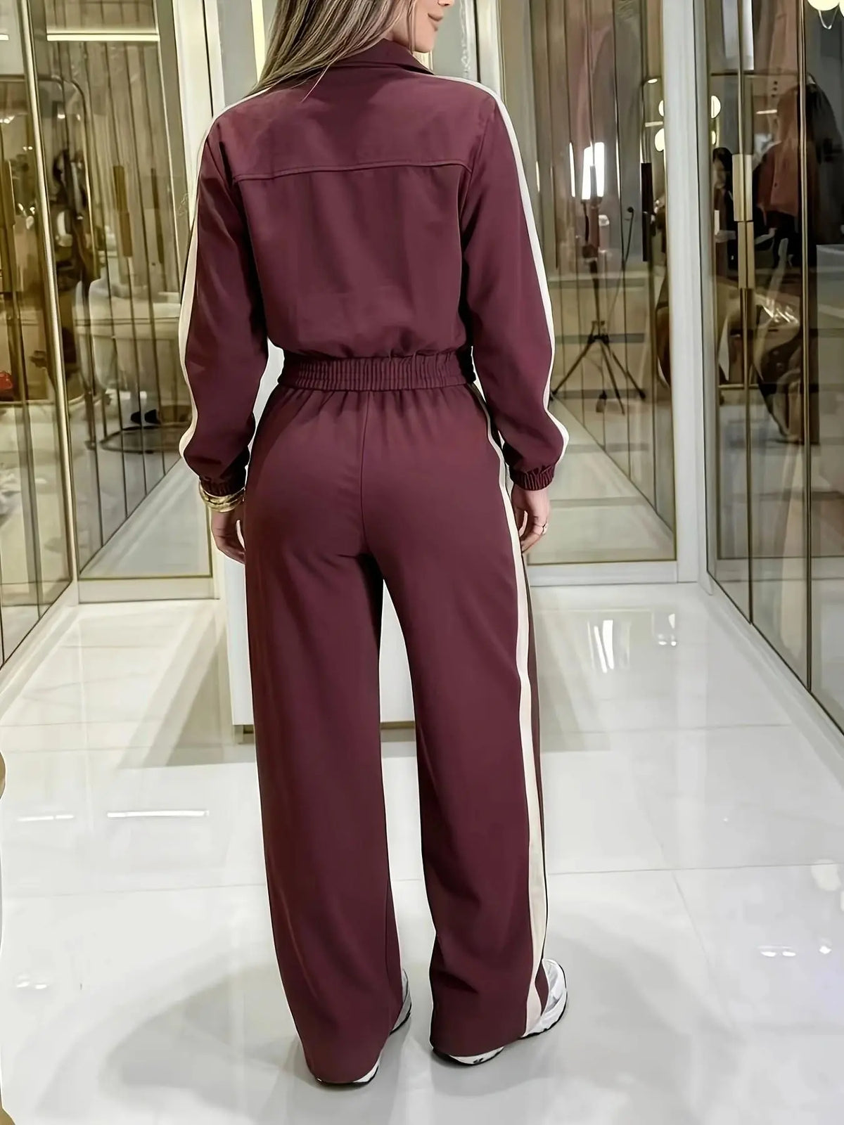 Women's Two-Piece Set, Summer Matching Sets, Short Zipper Jacket and High Waist Pants