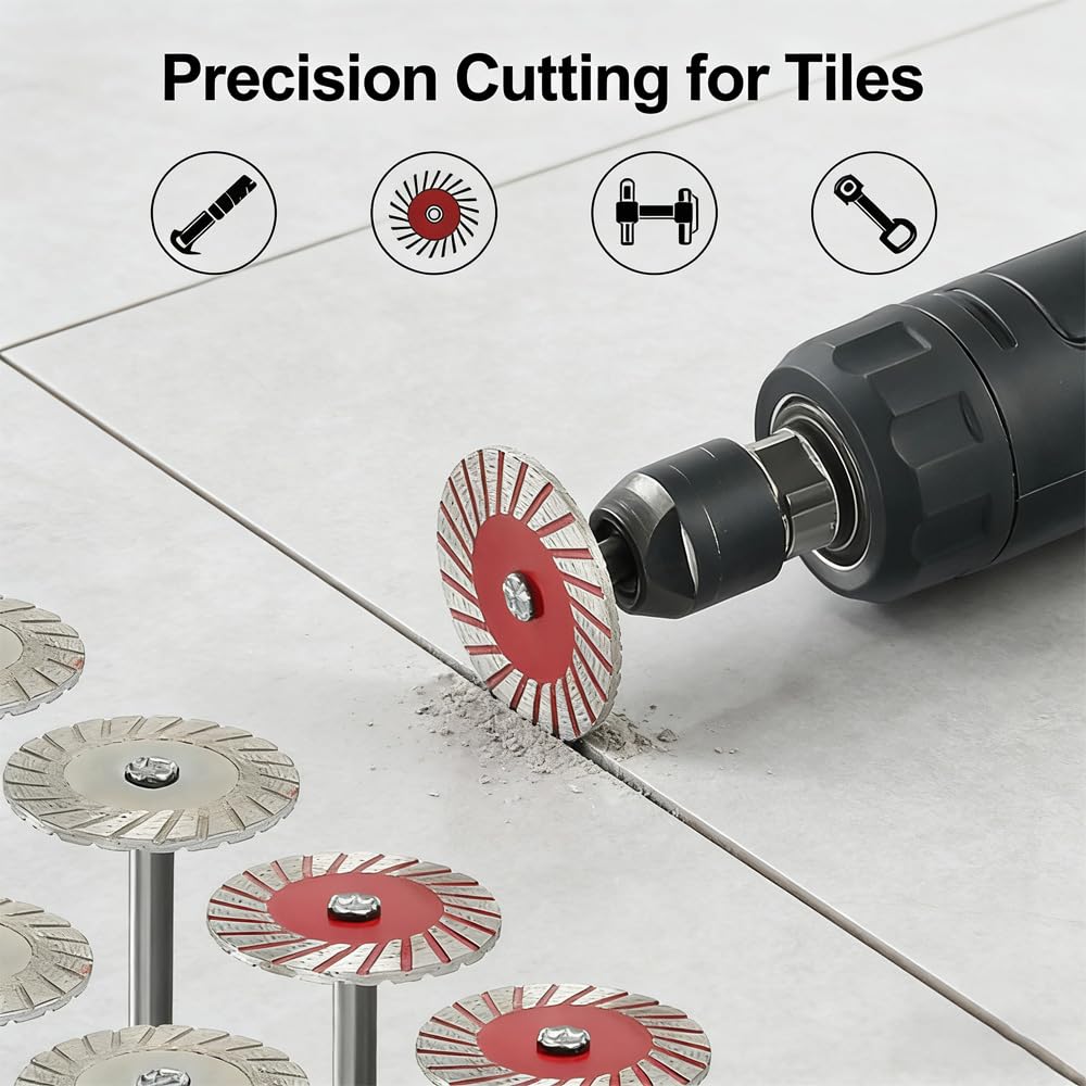 10PCS 1.57"(40MM) Diamond Saw Blades Set for Angle Grinder - Sintered Corrugated Cutting Blades for Granite Marble Sandstone Tombstone Carving Lettering Masonry DIY
