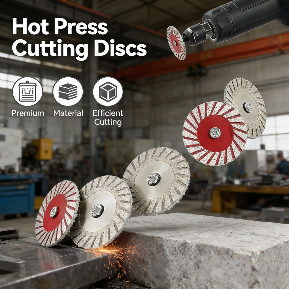 10PCS 1.57"(40MM) Diamond Saw Blades Set for Angle Grinder - Sintered Corrugated Cutting Blades for Granite Marble Sandstone Tombstone Carving Lettering Masonry DIY