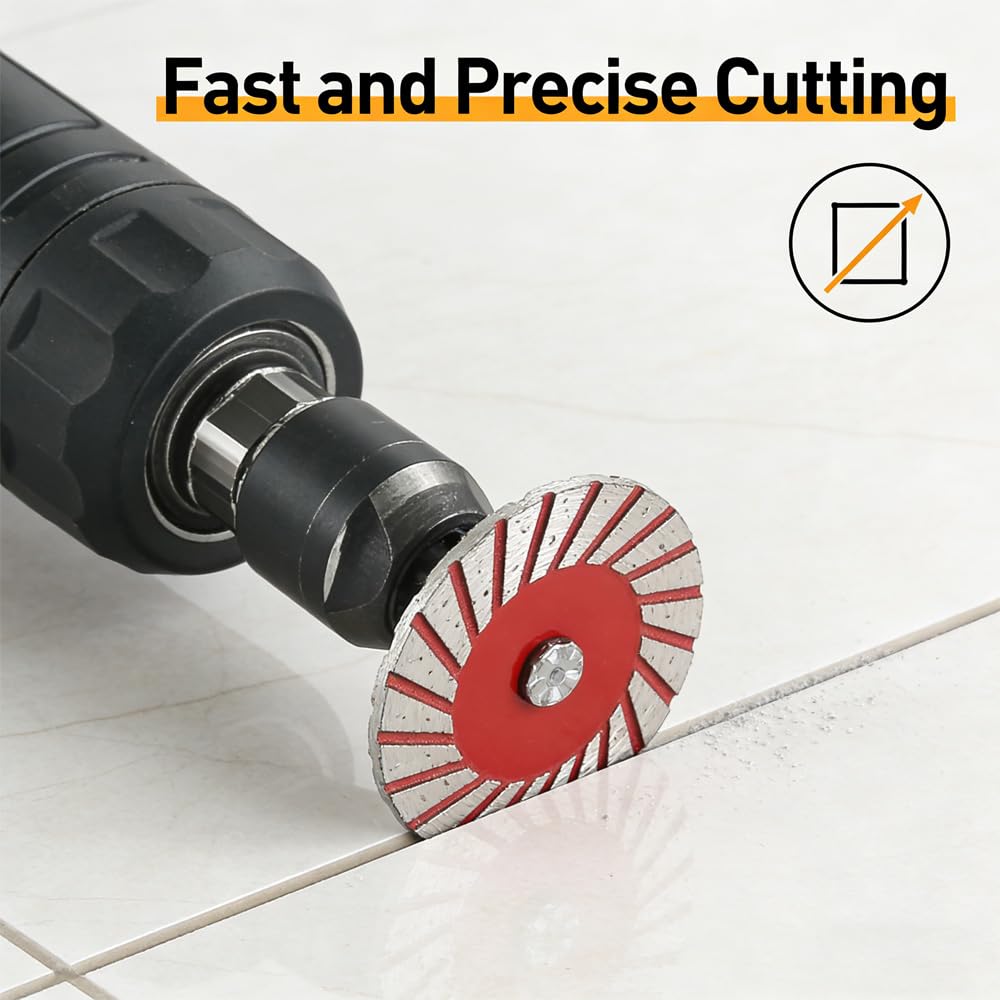 10PCS 1.57"(40MM) Diamond Saw Blades Set for Angle Grinder - Sintered Corrugated Cutting Blades for Granite Marble Sandstone Tombstone Carving Lettering Masonry DIY