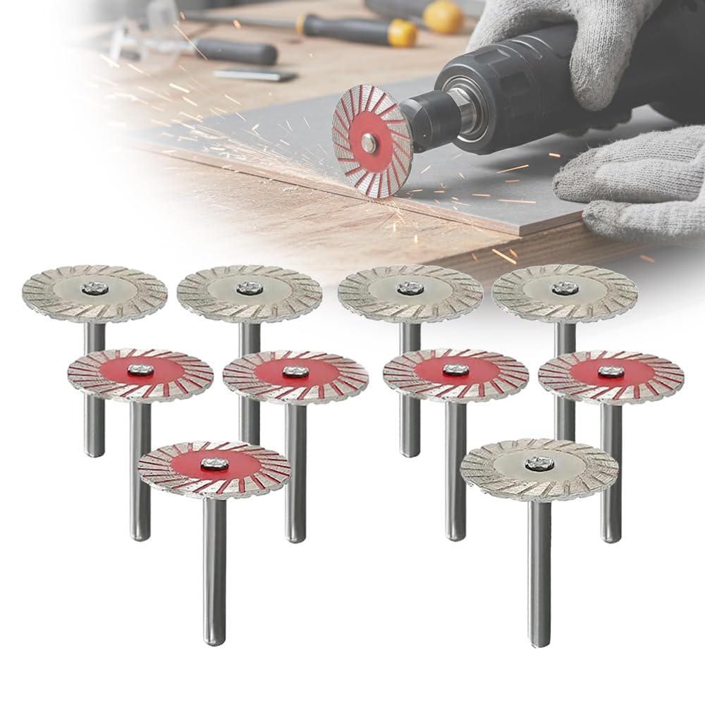 10PCS 1.57"(40MM) Diamond Saw Blades Set for Angle Grinder - Sintered Corrugated Cutting Blades for Granite Marble Sandstone Tombstone Carving Lettering Masonry DIY