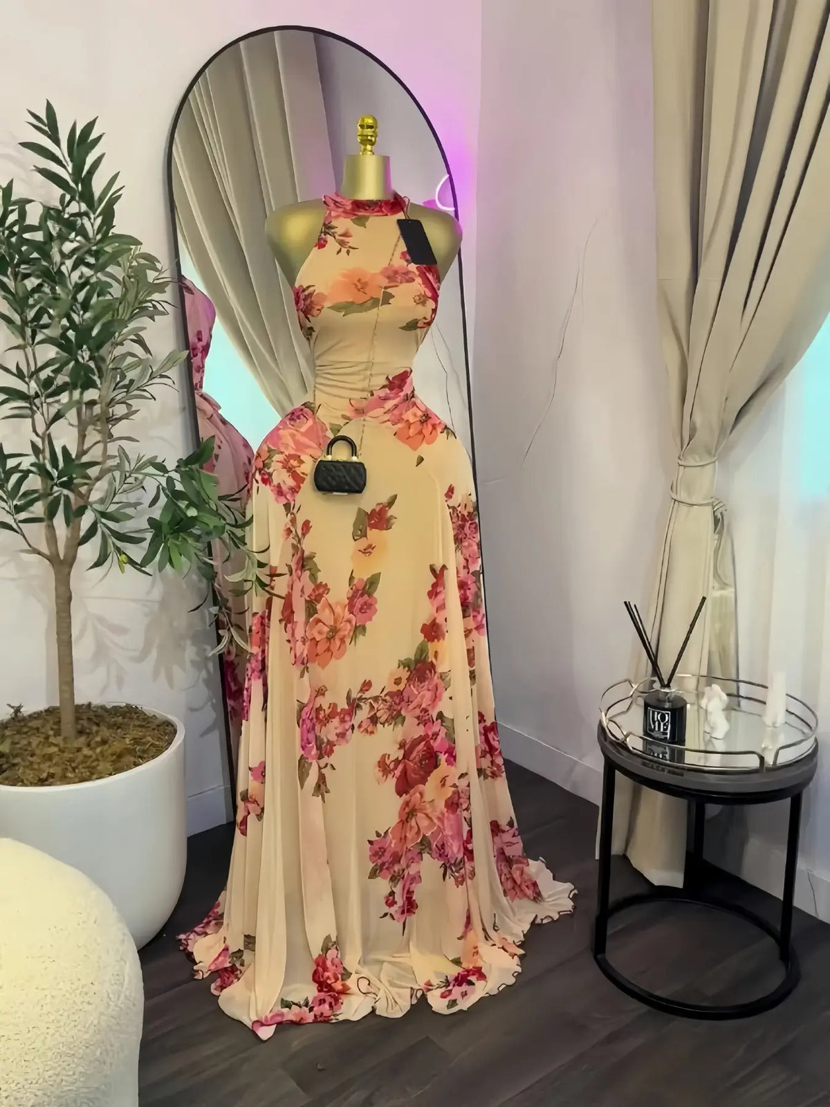 Women's O-Neck Sleeveless A-line Maxi Dress