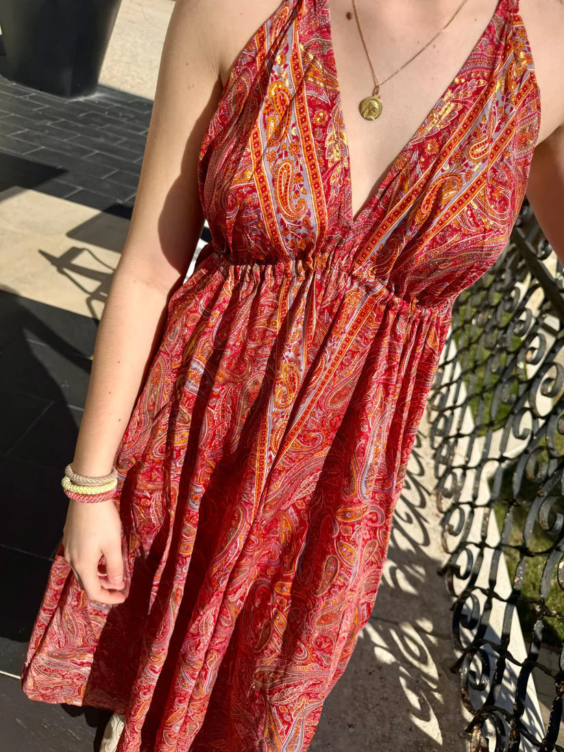 Women's Bohemian Chic Maxi Dress-red