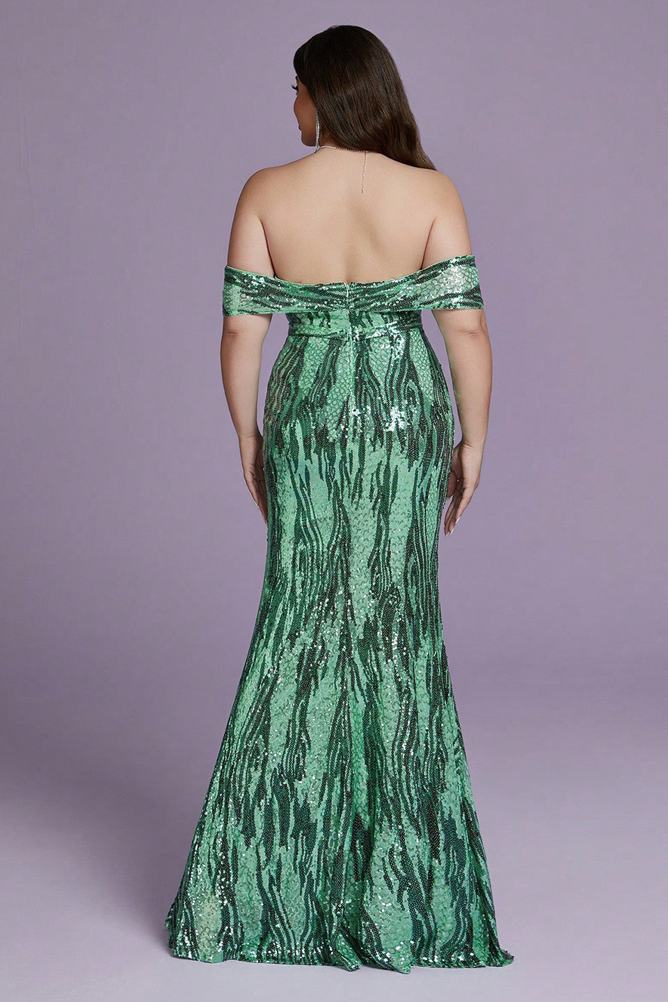 Curveins Plus Size Off-Shoulder Bodycon Sequin Maxi Dress with Textured Detailing