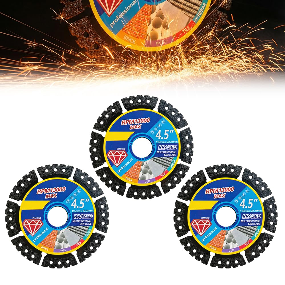 4.5" Multi-Purpose Saw Blades, 2026 Upgrade Stainless Steel Welded Outer Diamond Sand High Durability, 4.5" Diamond Blade, Angle Grinder Discs (10)