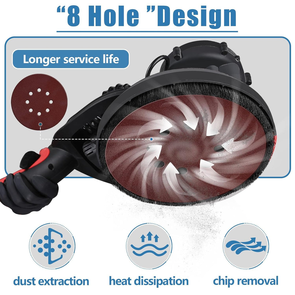 9 Inch 8 Hole Sanding Discs for Drywall Sander, 60 PCS Hook and Loop Sandpaper Round Sanding Sheets 60/80/120/180/220/320 Grits for Wall, Wood, and Popcorn Ceiling
