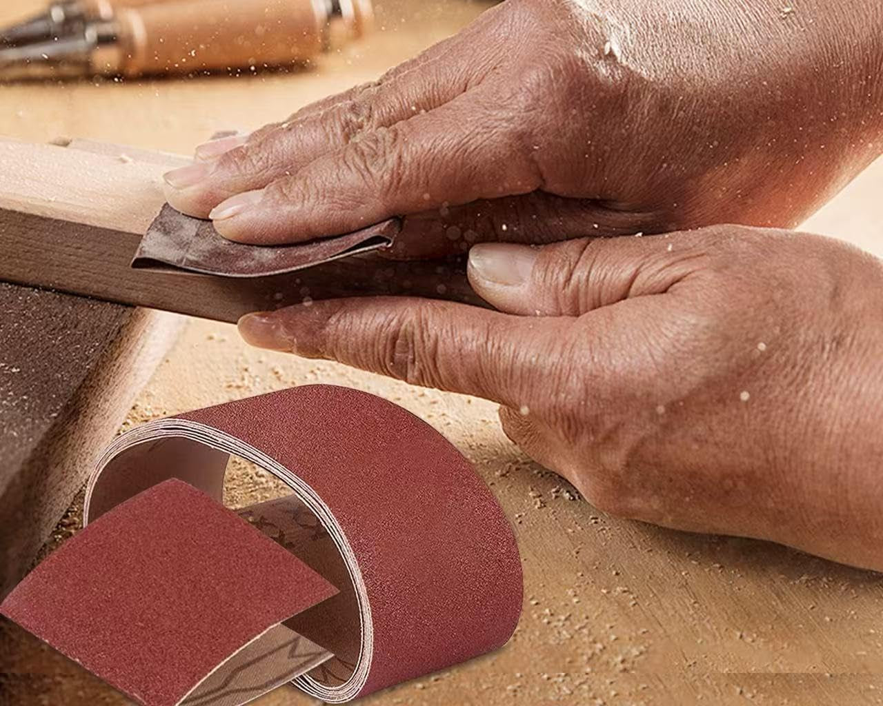 20 Pack 4 x 21 Inch Sanding Belts, Belt Sander Paper (5 Each of 40 80 120 240 Grits), Aluminum Oxide for Woodworking Polishing, Compatible with Wood Aluminum Non-Ferrous Metal Plastic Fiberglass