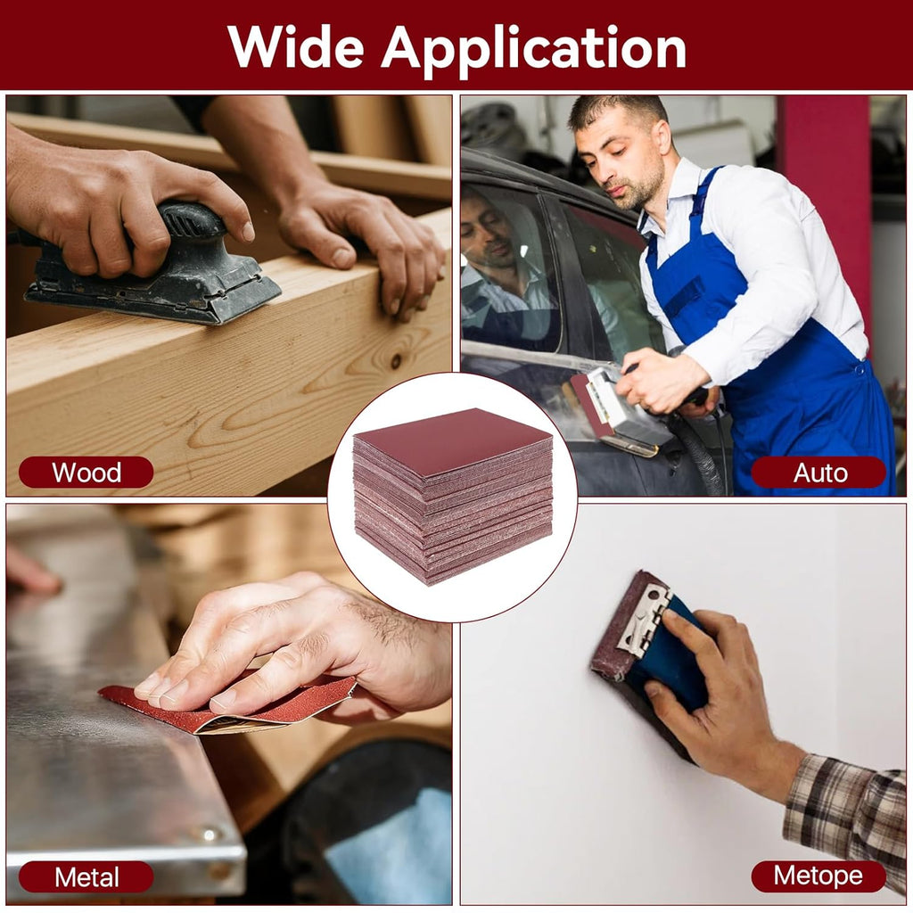 120 Pcs 1/4 Sheet Sandpaper, 4.5" x 5.5" Hook and Loop Palm Sander Sanding Paper, 15 pcs of Each Grit 60, 80, 120, 150, 180, 240, 400, 600 Sanding Sheets Assortment for Wood Metal