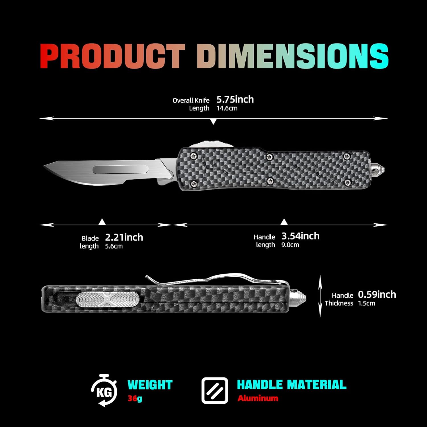 Utility knife EDC Box Cutters Pocket Knife With 20pcs Blades Replacement Black