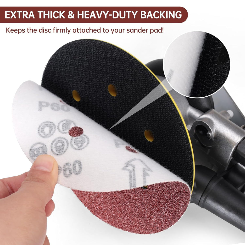 110 PCS 6 Inch 6-Hole Sanding Discs, Round Hook and Loop, Sandpaper for Random Orbital Sander 60 80 120 240 400 Grits, Sand Paper Assortment Pack