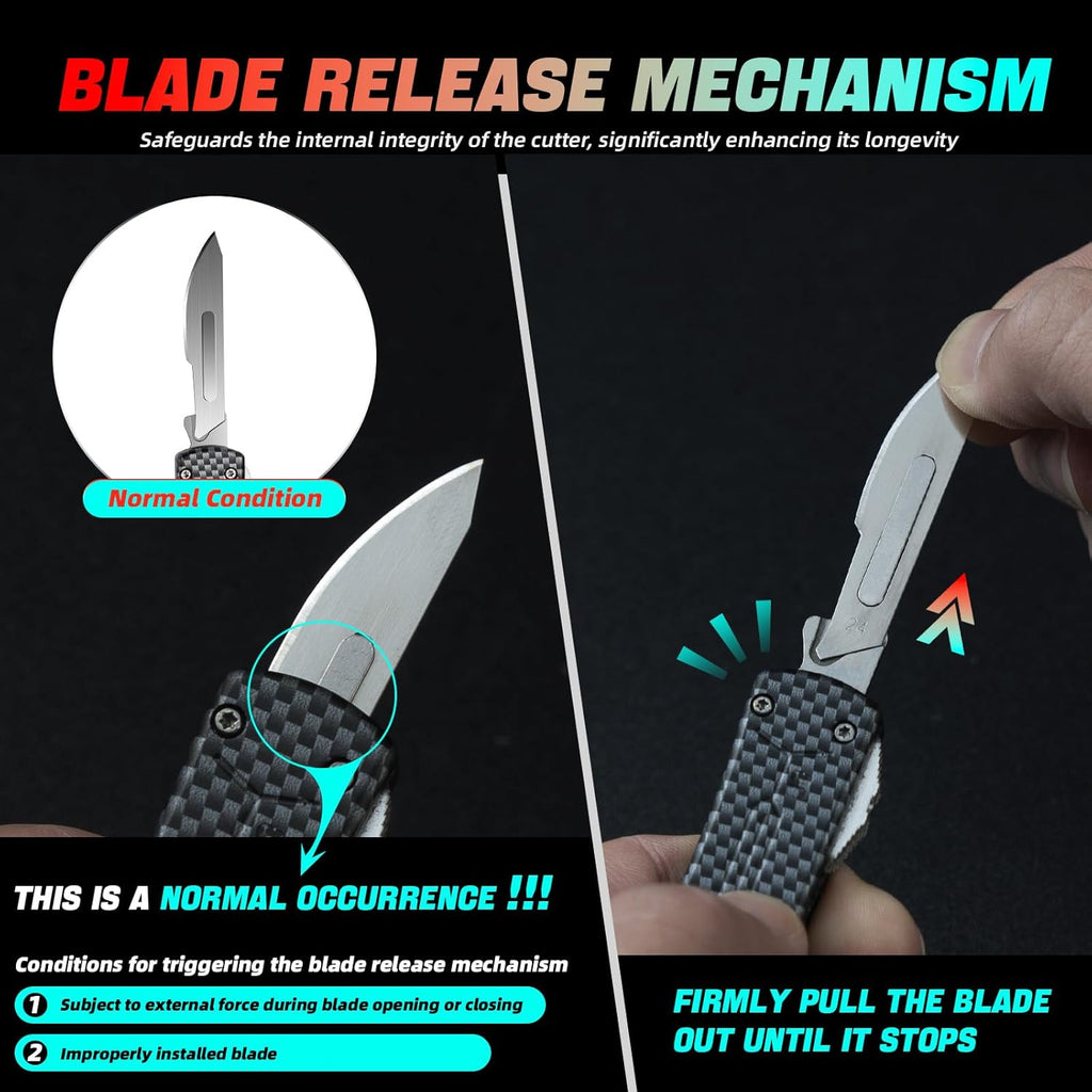 Utility knife EDC Box Cutters Pocket Knife With 20pcs Blades Replacement Black