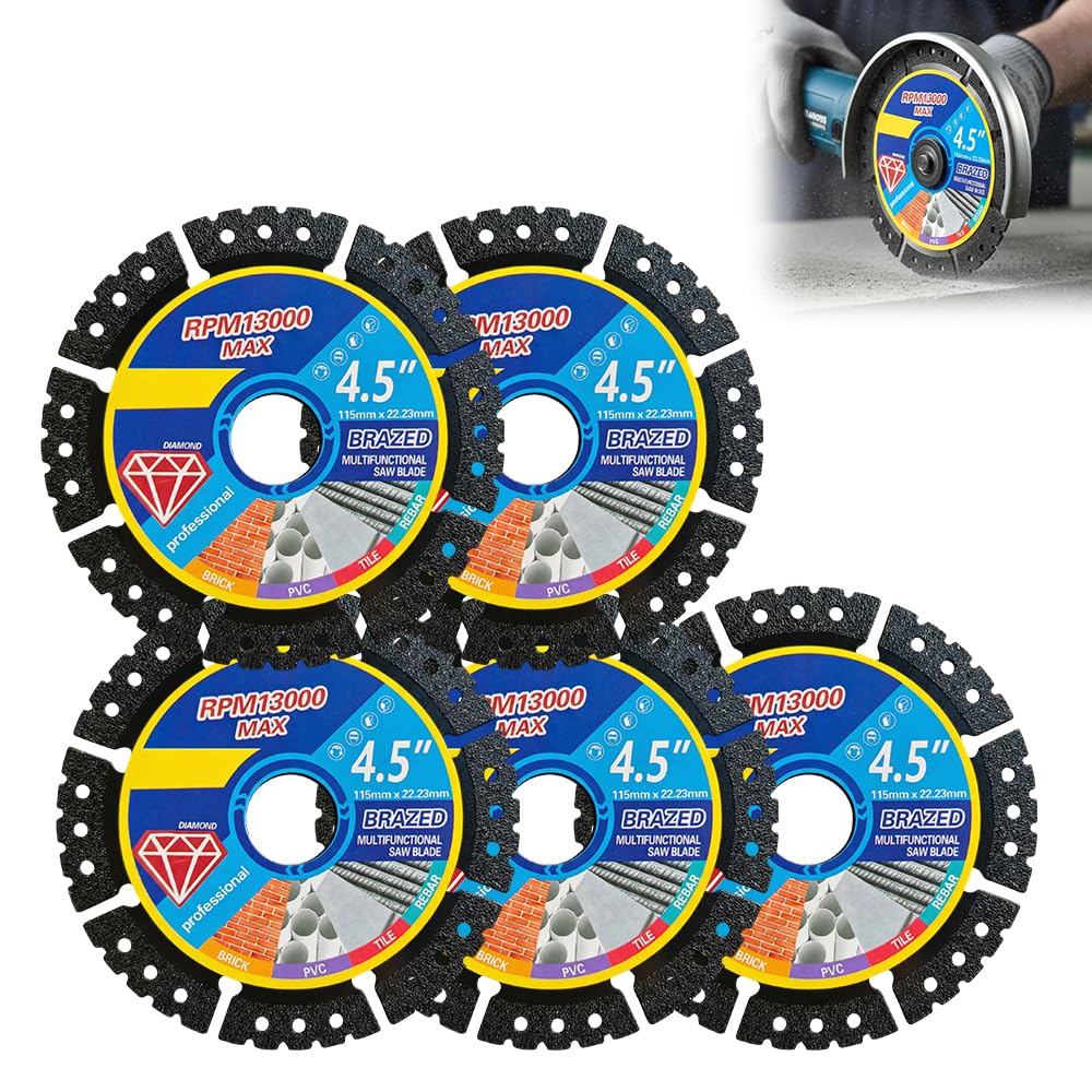 4.5" Multi-Purpose Saw Blades, 2026 Upgrade Stainless Steel Welded Outer Diamond Sand High Durability, 4.5" Diamond Blade, Angle Grinder Discs (10)
