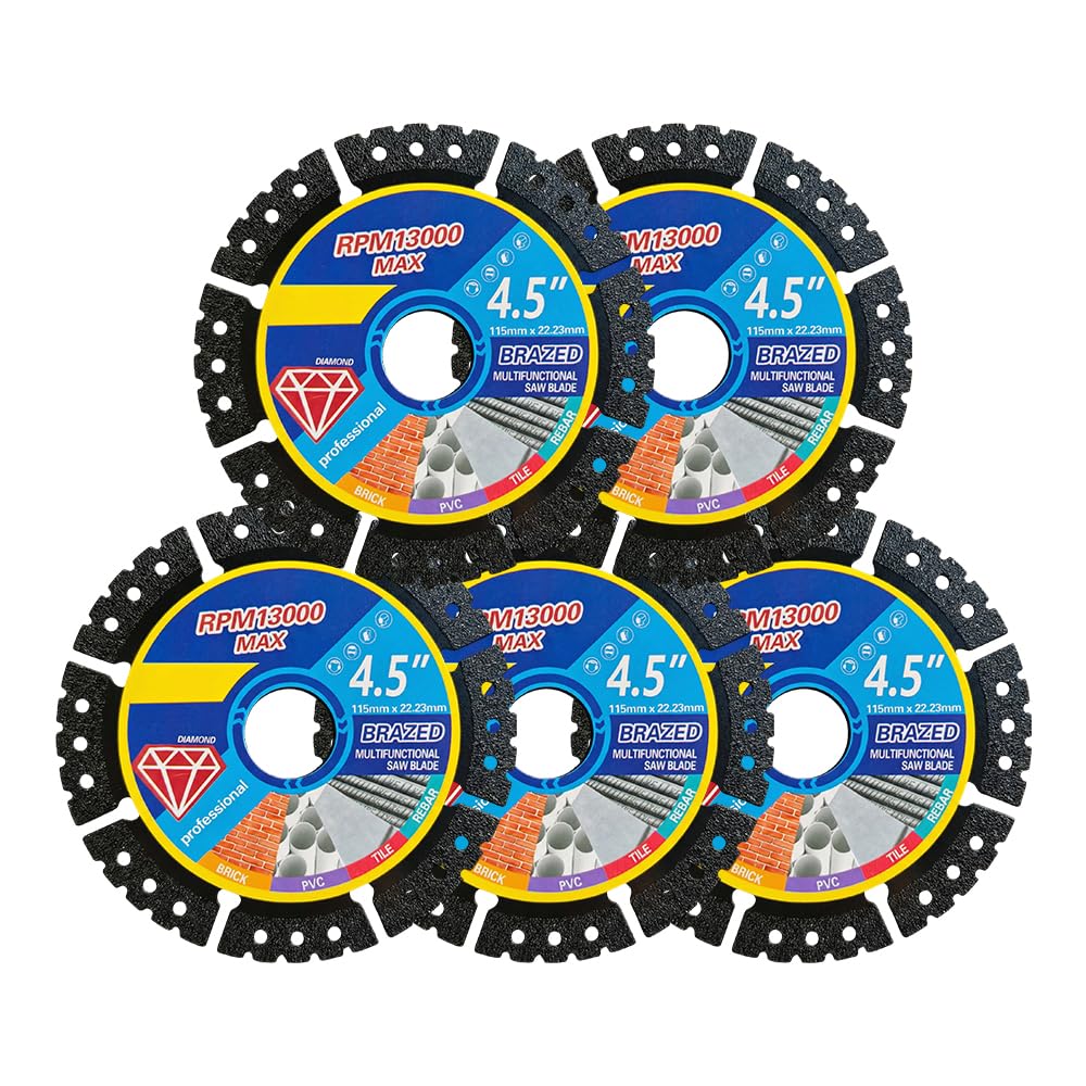 Multi-Purpose Saw Blades, 2026 Upgrade 4.5" Diamond Multi-Purpose Saw Blades - Heavy Duty Angle Grinder Discs for Cutting Marble/Quartz/Stone/Tile/Metal/Plastic (3PCS)
