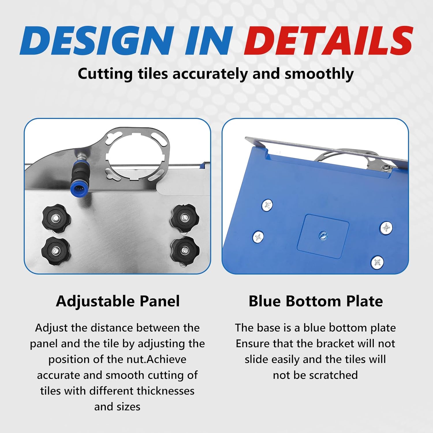45 Degree Tile Chamfering Tool for 100-Type Angle Grinders, Universal Stand with 5 Diamond Saw Blades, Gloves, 39 Inch Hose, Screwdriver, Adapter Washers