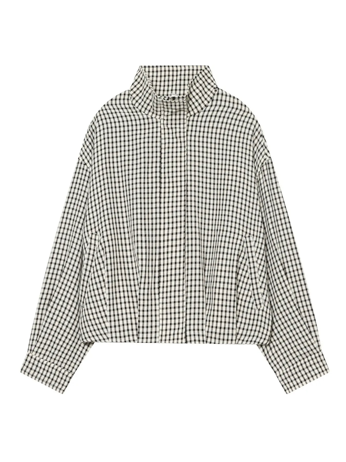 Women's Loose-Fit Plaid Bomber Jacket
