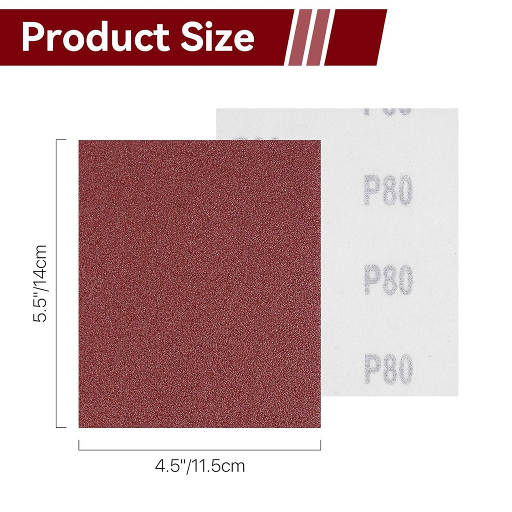 120 Pcs 1/4 Sheet Sandpaper, 4.5" x 5.5" Hook and Loop Palm Sander Sanding Paper, 15 pcs of Each Grit 60, 80, 120, 150, 180, 240, 400, 600 Sanding Sheets Assortment for Wood Metal