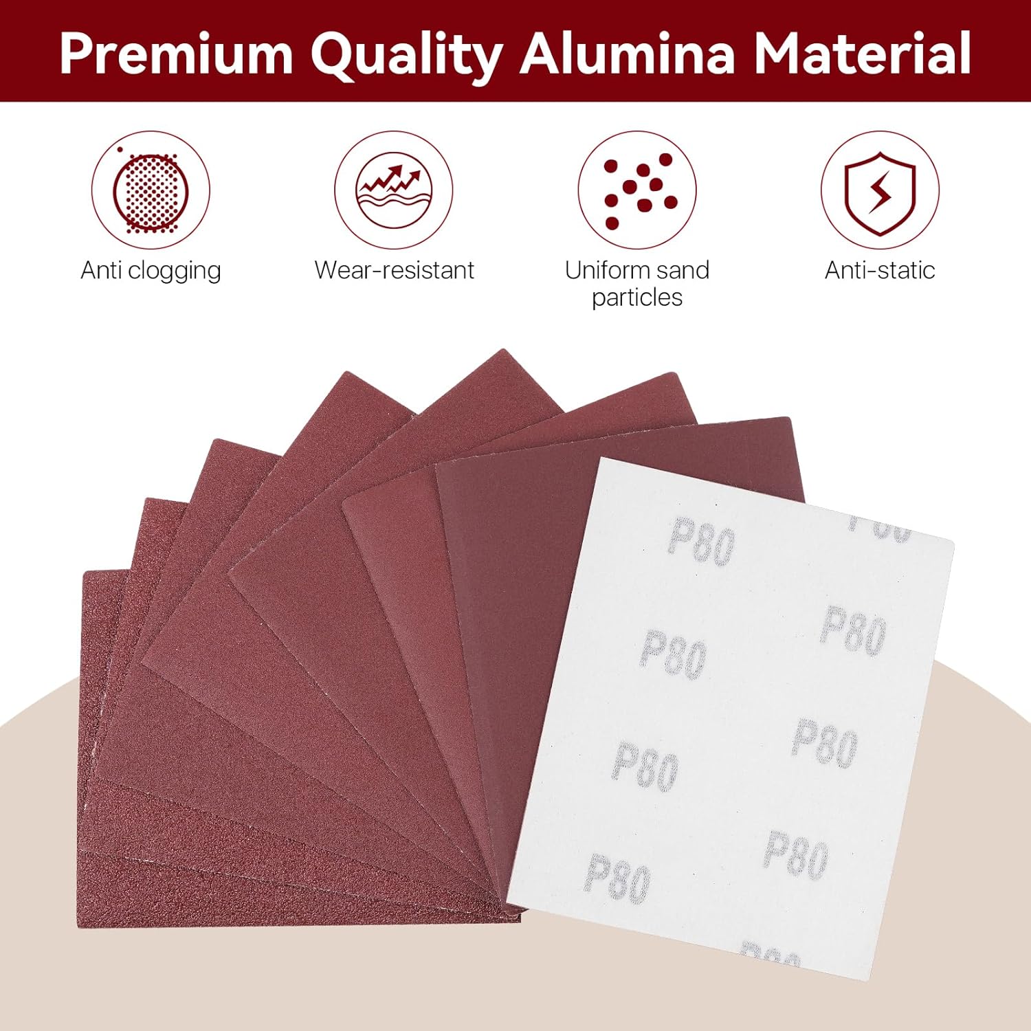 120 Pcs 1/4 Sheet Sandpaper, 4.5" x 5.5" Hook and Loop Palm Sander Sanding Paper, 15 pcs of Each Grit 60, 80, 120, 150, 180, 240, 400, 600 Sanding Sheets Assortment for Wood Metal