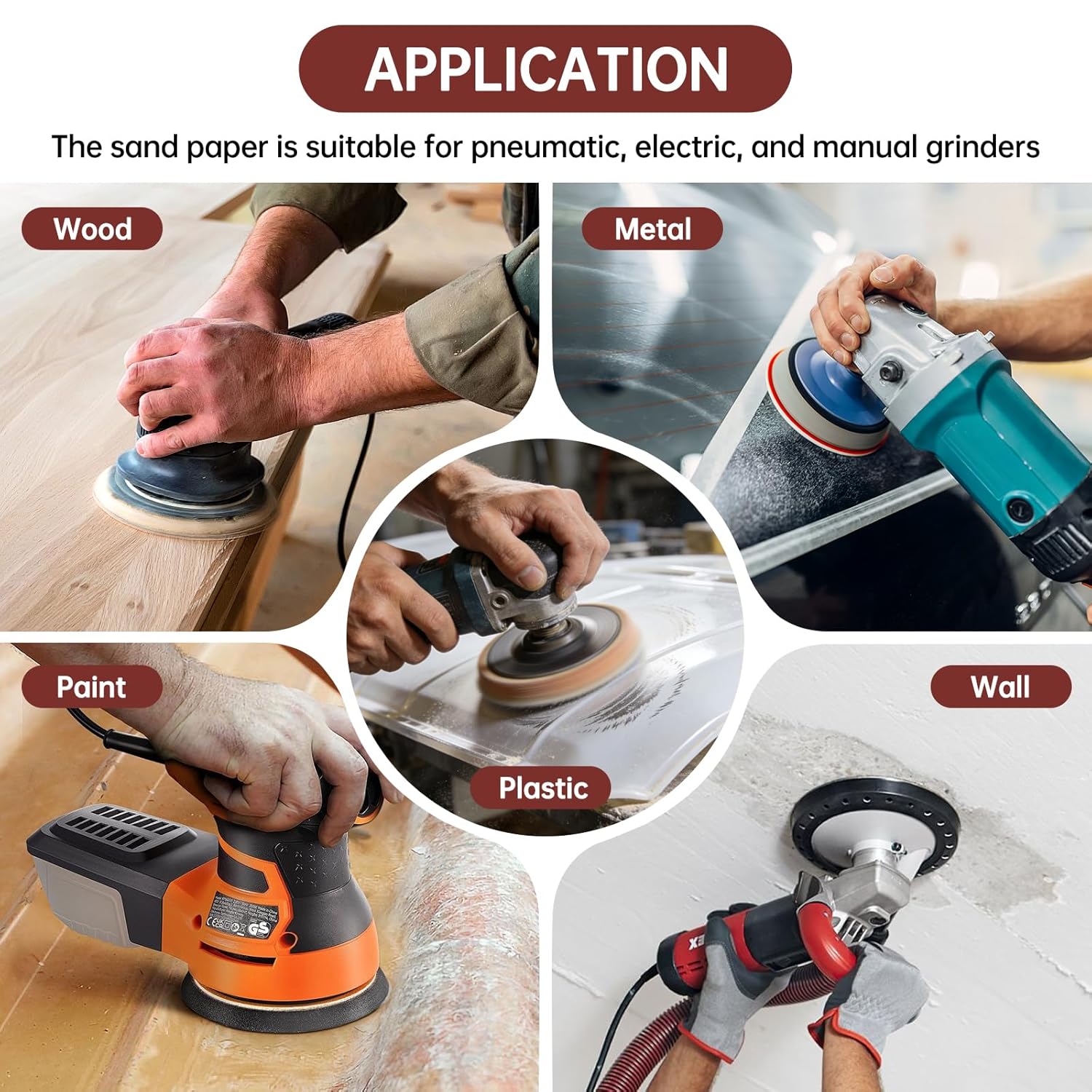 110 PCS 6 Inch 6-Hole Sanding Discs, Round Hook and Loop, Sandpaper for Random Orbital Sander 60 80 120 240 400 Grits, Sand Paper Assortment Pack