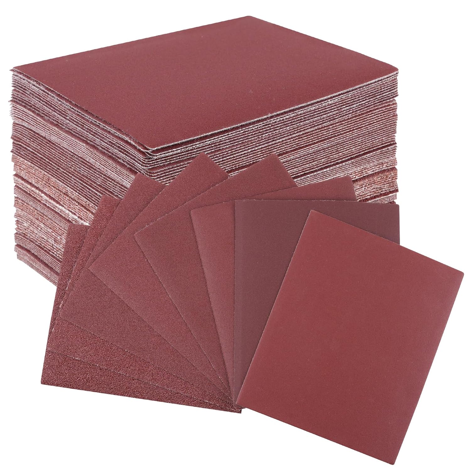 120 Pcs 1/4 Sheet Sandpaper, 4.5" x 5.5" Hook and Loop Palm Sander Sanding Paper, 15 pcs of Each Grit 60, 80, 120, 150, 180, 240, 400, 600 Sanding Sheets Assortment for Wood Metal