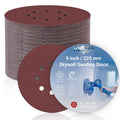 9 Inch 8 Hole Sanding Discs for Drywall Sander, 60 PCS Hook and Loop Sandpaper Round Sanding Sheets 60/80/120/180/220/320 Grits for Wall, Wood, and Popcorn Ceiling
