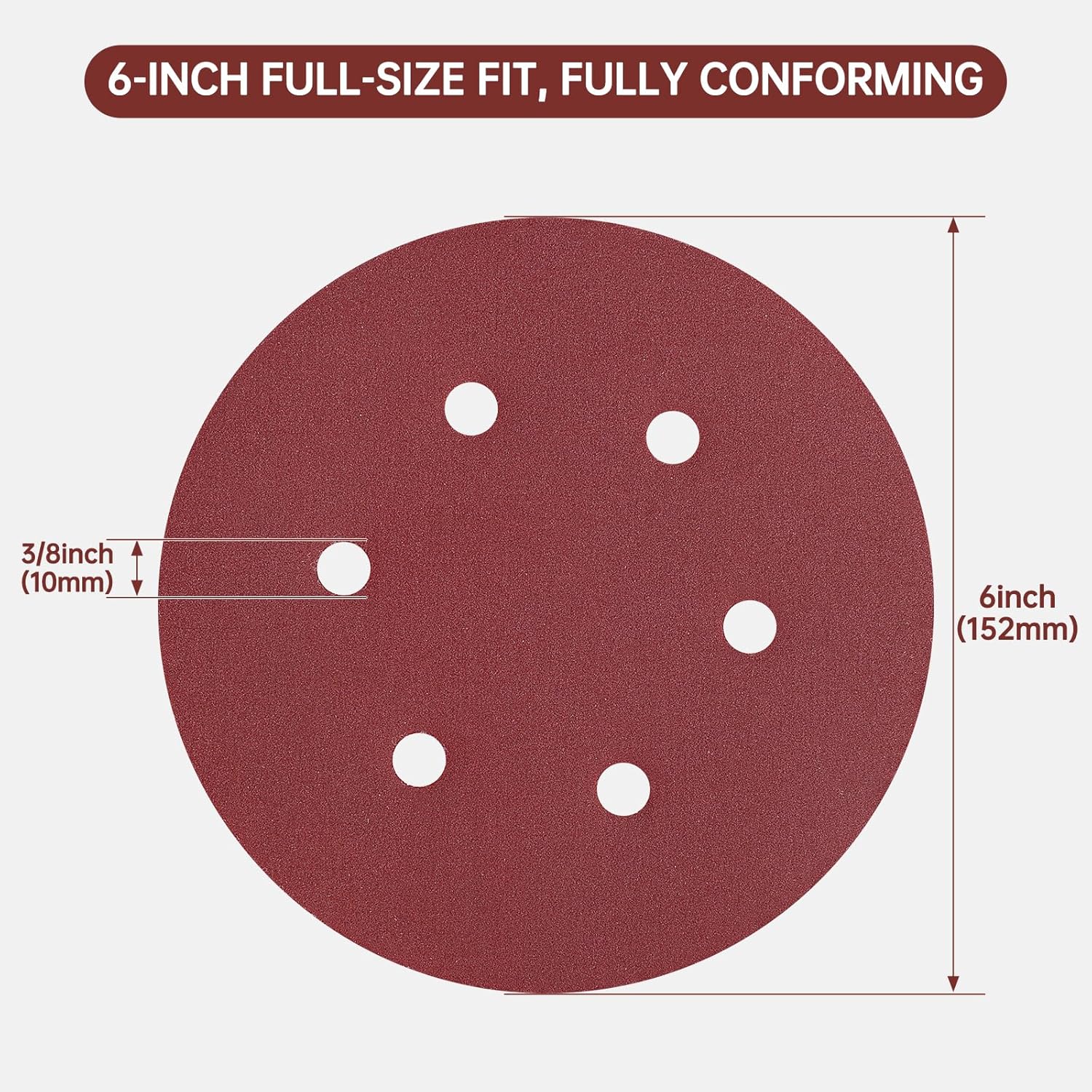 110 PCS 6 Inch 6-Hole Sanding Discs, Round Hook and Loop, Sandpaper for Random Orbital Sander 60 80 120 240 400 Grits, Sand Paper Assortment Pack