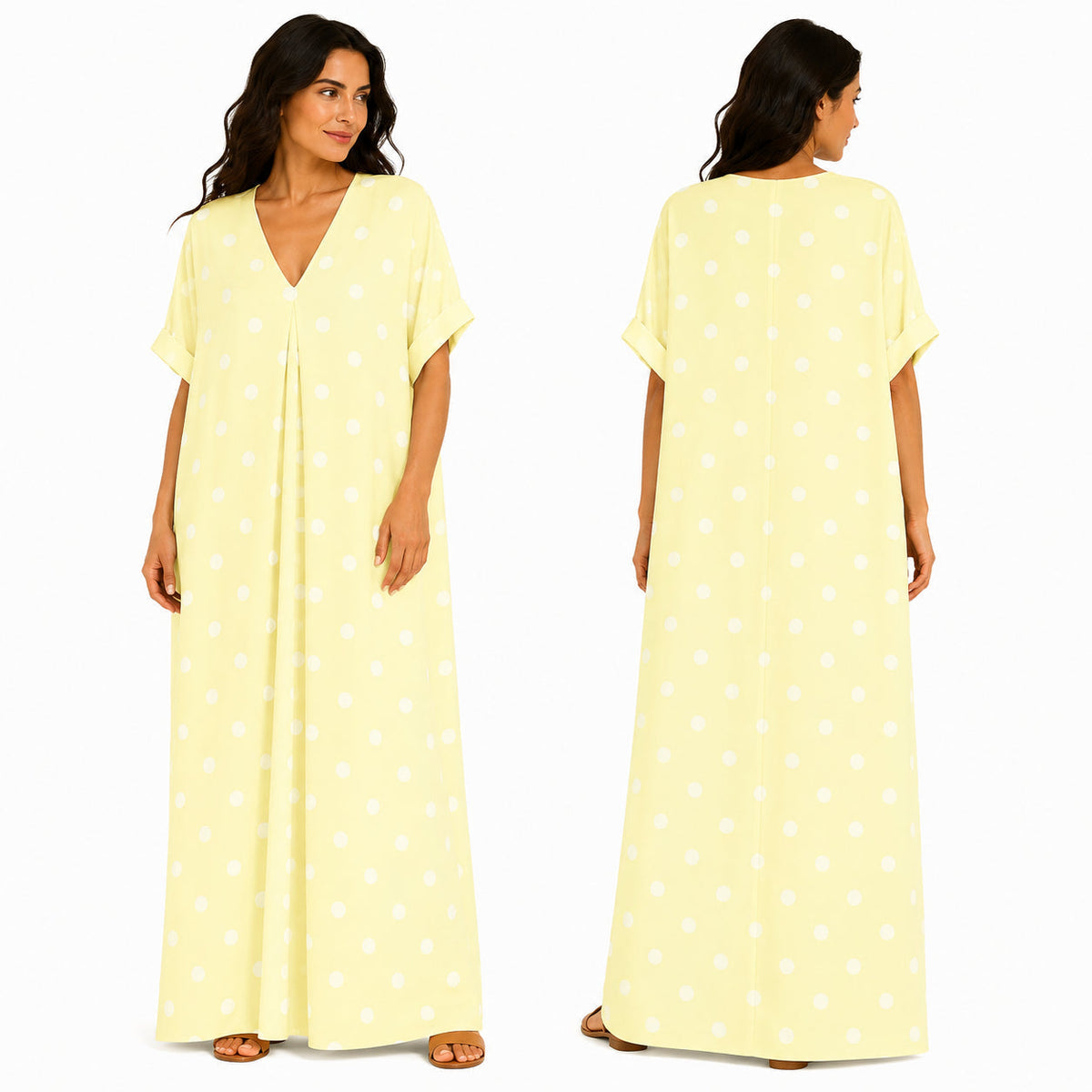 Robe Longue Oversize Femme à Pois Coupe Fluide Chic Été