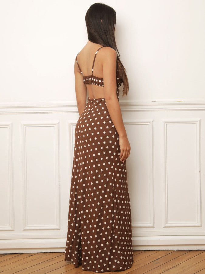 Robe dos-nu à motifs pois