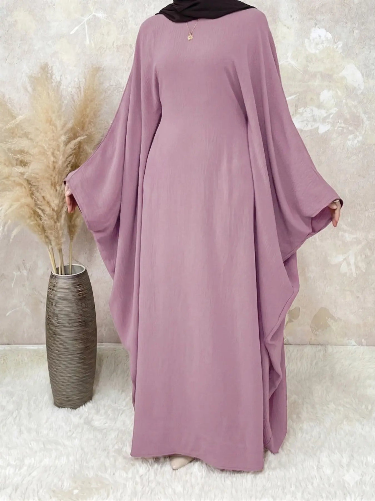 [Plus Size] Women's Solid Color Abaya, Modest Round Neck Long Sleeve Dress for Daily Wear, Ladies Islamic Clothing for All Seasons