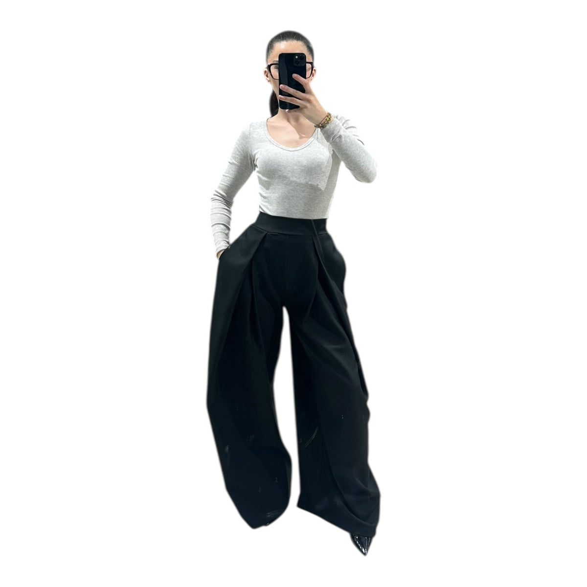 Women's Chic, Modern, High-Waisted, Flowy, Oversized Wide-Leg Trousers