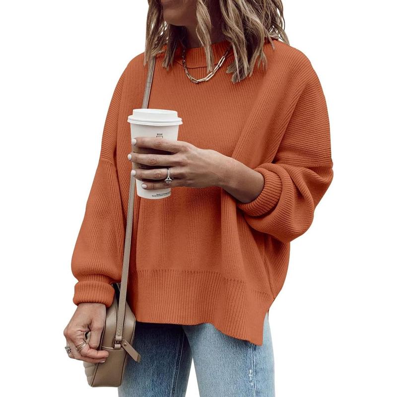 Womens Oversized Tunic Sweaters Fall Slouchy Long Sleeve Ribbed Knit Side Slit Pullover Jumper
