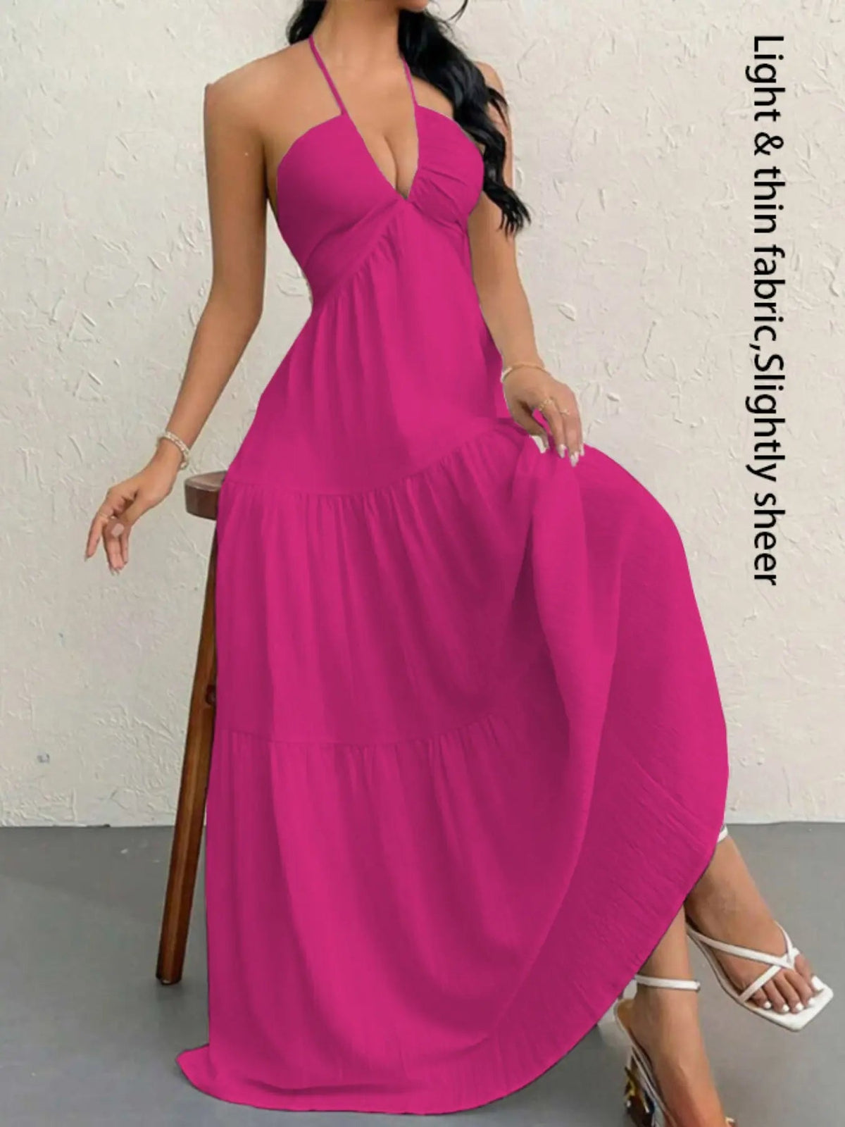 Women's Plain Dress, Summer Clothes Women, Casual Sleeveless Backless Dress for Beach Holiday Vacation, Ladies Summer Clothes