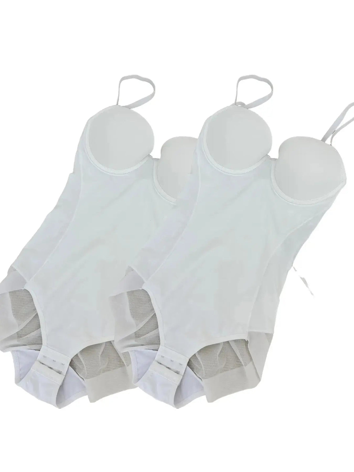 Women's Solid Color Contrast Mesh Sheer Cami Shapewear Bodysuit, Adjustable Strap Tummy Control Shapewear for All Seasons