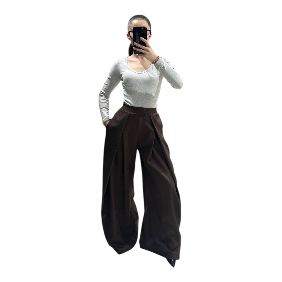 Women's Chic, Modern, High-Waisted, Flowy, Oversized Wide-Leg Trousers