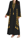 Women's Digital Print Dress, Middle Eastern Style Woven Fabric Long Sleeve A-Line Dress, Fitted Casual Fashion for Spring & Fall Seasons, Womenswear
