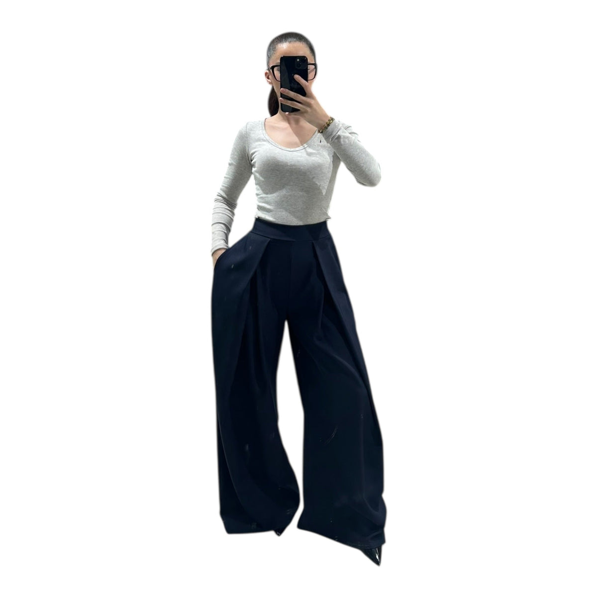 Women's Chic, Modern, High-Waisted, Flowy, Oversized Wide-Leg Trousers