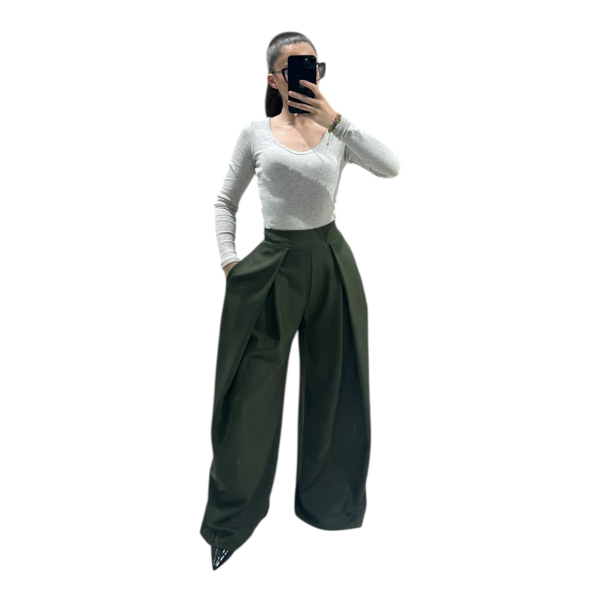 Women's Chic, Modern, High-Waisted, Flowy, Oversized Wide-Leg Trousers